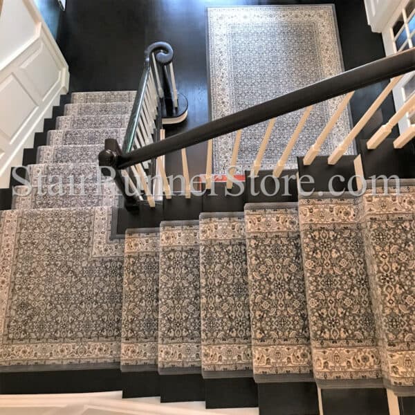 Custom staircase runner Ancient Garden Stair Runner 57011 Grey-Cream 31"