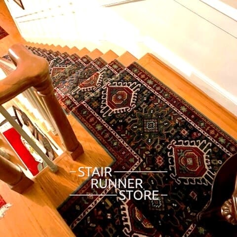 Emir 10624 Navy Stair Runner Custom Landing Fabrication, Inspiration Gallery by Stair Runner Store