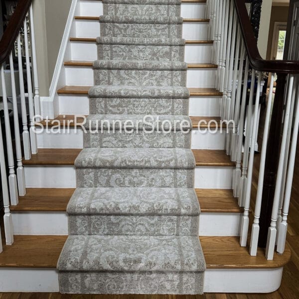 Mysterio Stair Runner 1217-101 Ivory Straight stair runner installation.