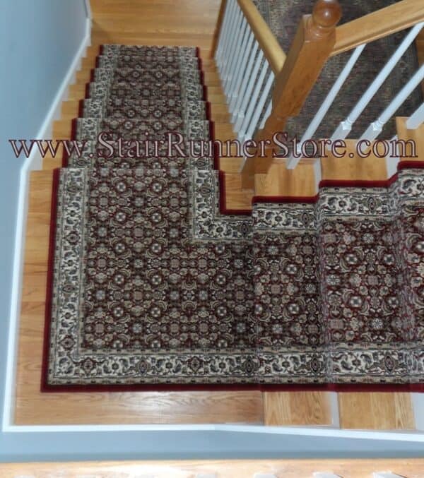 Ancient Garden Stair Runner 57011 Red 31" with a custom turn