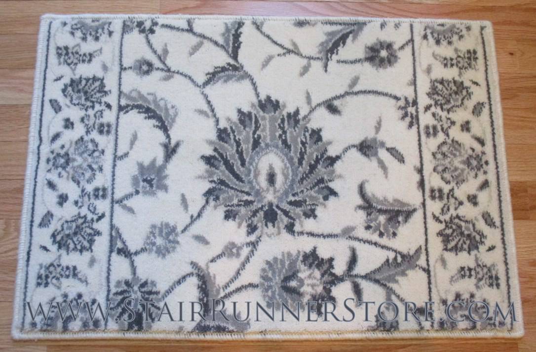 Modern Kashan Stair Runner Ivory 27"