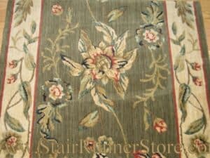 Nourison Grand Flora Stair Runner Olive 30"