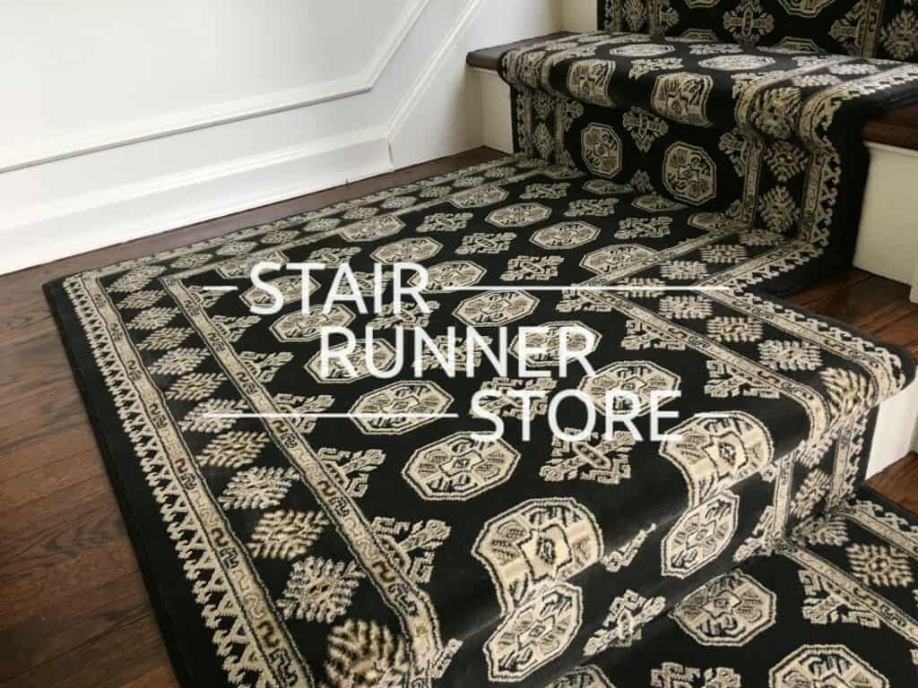 Ancient Garden 57102 Custom Stair Runner landing Charcoal