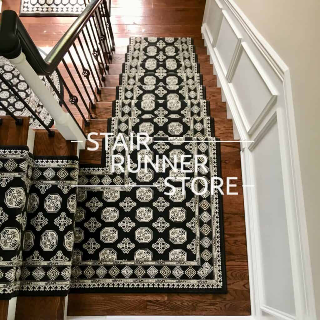 Ancient Garden 57102 Custom Stair Runner landing installation Charcoal