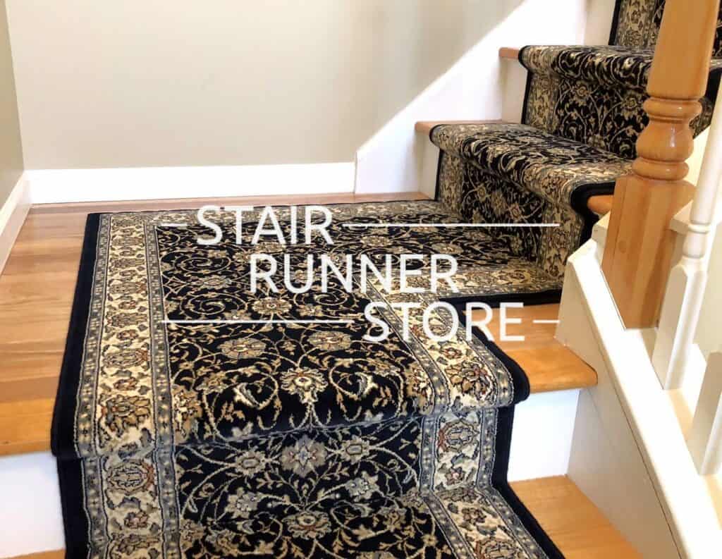 Ancient Garden 57120 Navy Blue Custom Landing Stair Runner