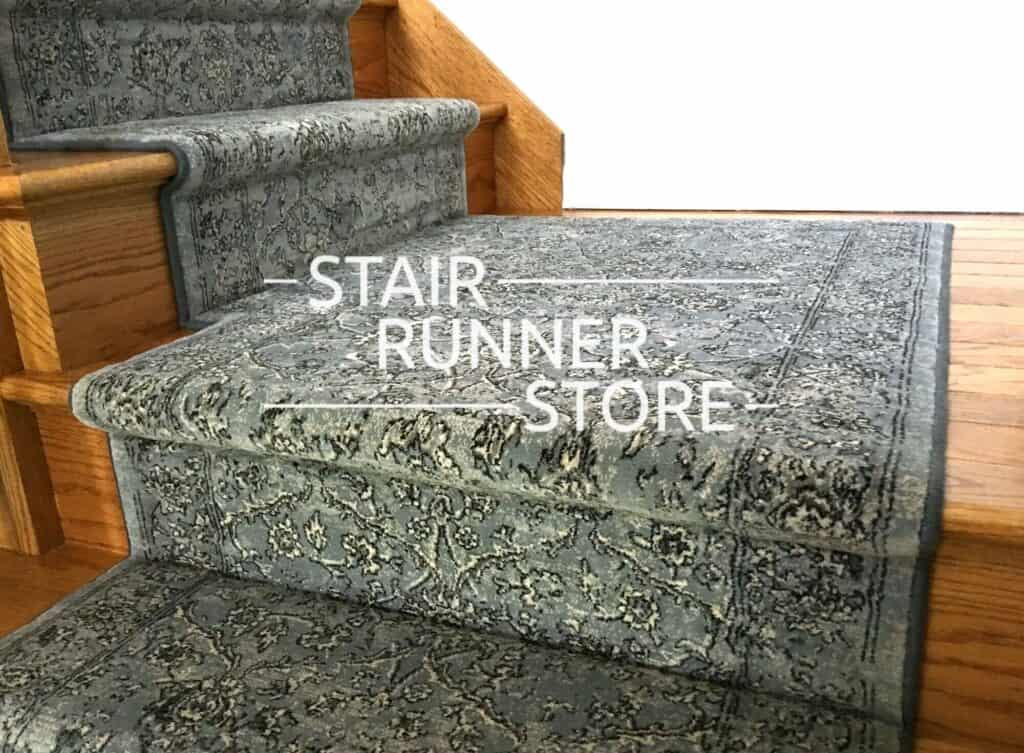 Ancient Garden 57136Steel Blue Stair Runner Installation