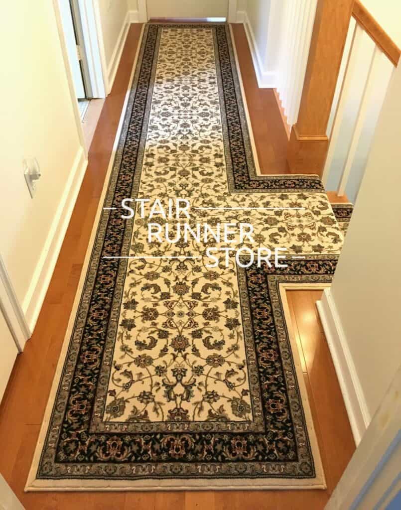 Brilliant 72284 Ivory Black Custom Hall Runner Installation 2