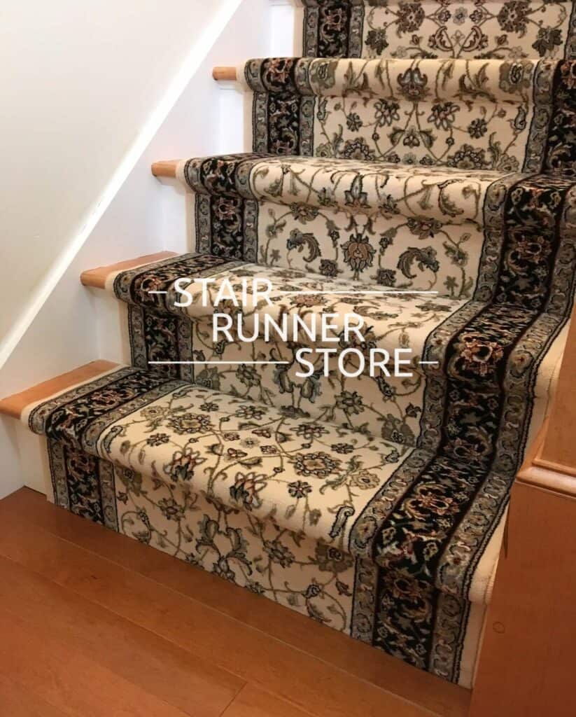 Brilliant 72284 Ivory Black Stair Runner Installation