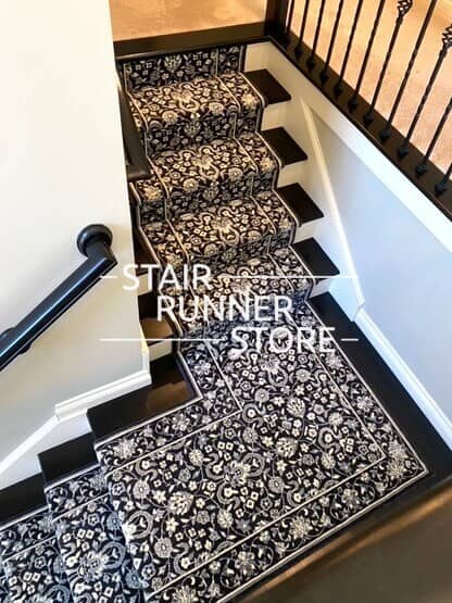 Glamour Kashan Midnight Custom Stair Runner, Custom Carpet Runners
