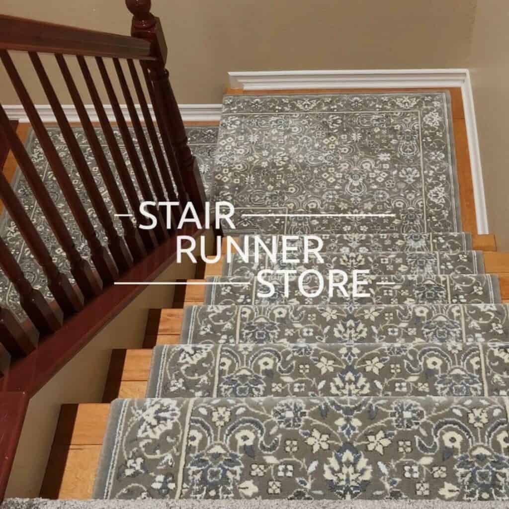 L shaped landing glamour stair runner-smoke