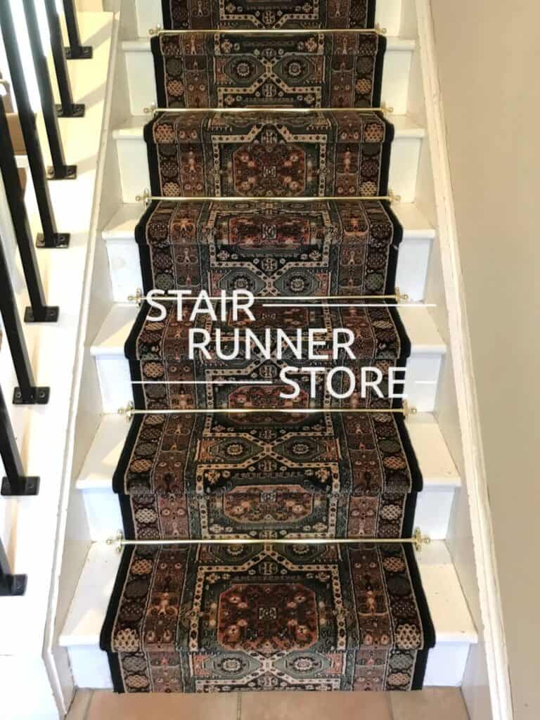 Timeless Treasures Maharaja Ebony straight stair runner installation