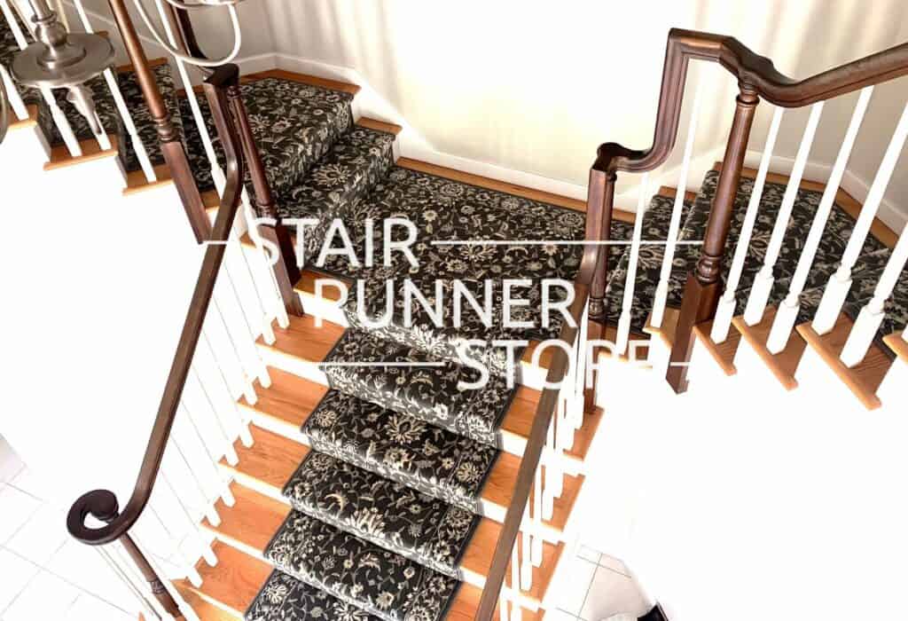 Modern Kashan Storm Custom T landing Stair Runner
