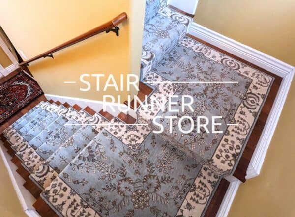 Sarouk Coastal Custom Landing Stair Runner Installation 2, Inspiration Gallery by Stair Runner Store, Custom Carpet Runners