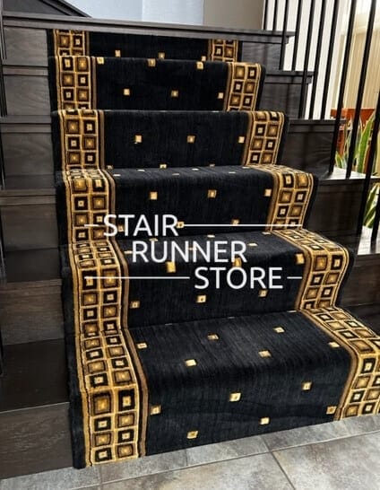 Square Midnight Stair Runner Installation