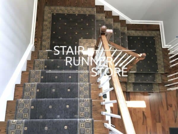 Nourison Squares Stair Runner Platinum shipped custom stair runner landings installed