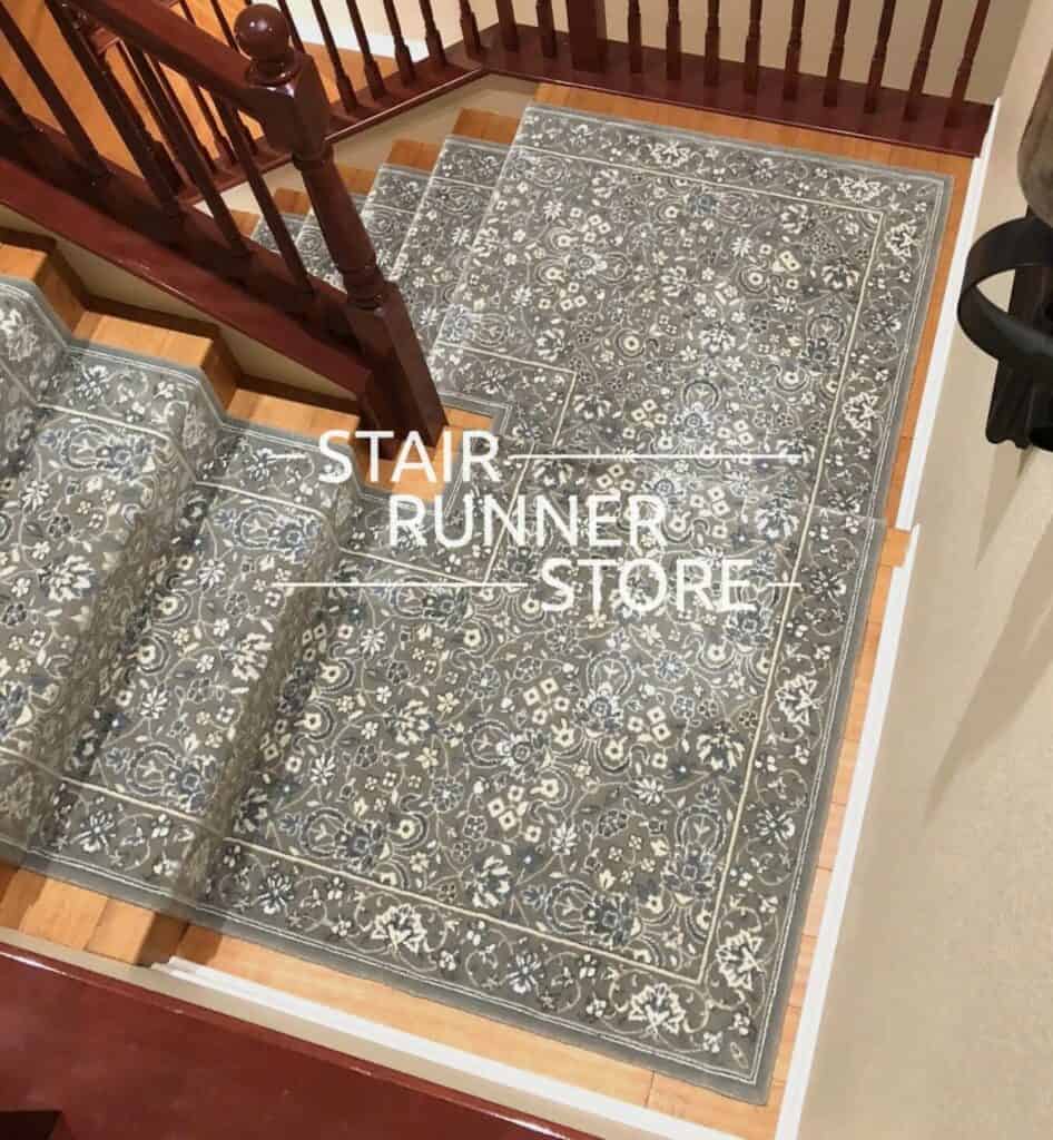 Two L shaped landings glamour stair runner-smoke