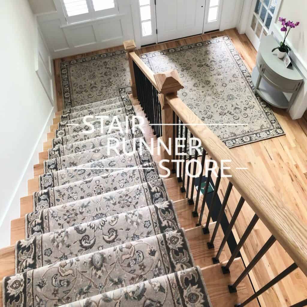 kashan elite mist stair runner custom landing and custom area rug