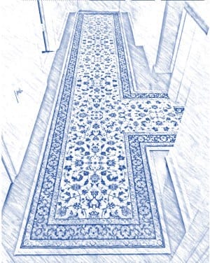 T shaped custom hall runner - line drawing, Plan Your Carpet runner Project - Stair Runner Store