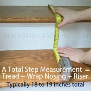 How do I measure for a stair runner? total step measurement tread, wrap nose plus riser