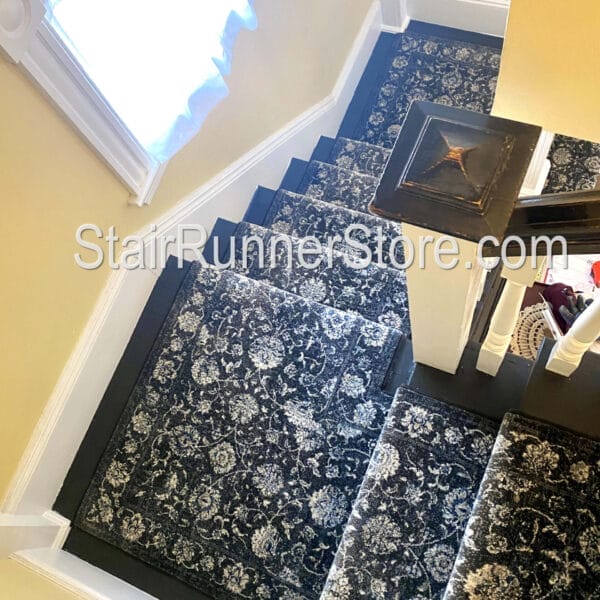Ancient-Garden-Stair-Runner-57126-Charcoal-Silver-Shipped-project-with-2-Custom Landings