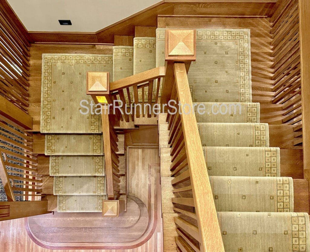Nourison Squares Stair Runner Sage Shipped Custom L Shaped Stair Runner Landings Installed