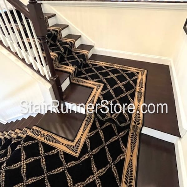 Nourison Chateau Normandy Stair Runner Onyx Custom Landings shipped ready to install