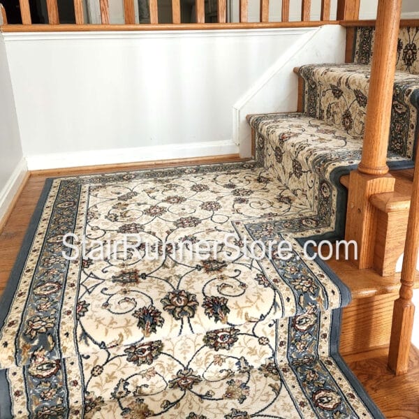 Ancient Garden Stair Runner 57120 LtBlue custom landing shipped ready to install