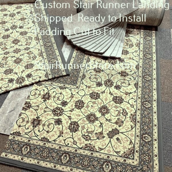 Ancient Garden Stair Runner 57120 LtBlue custom landing shipped ready to install