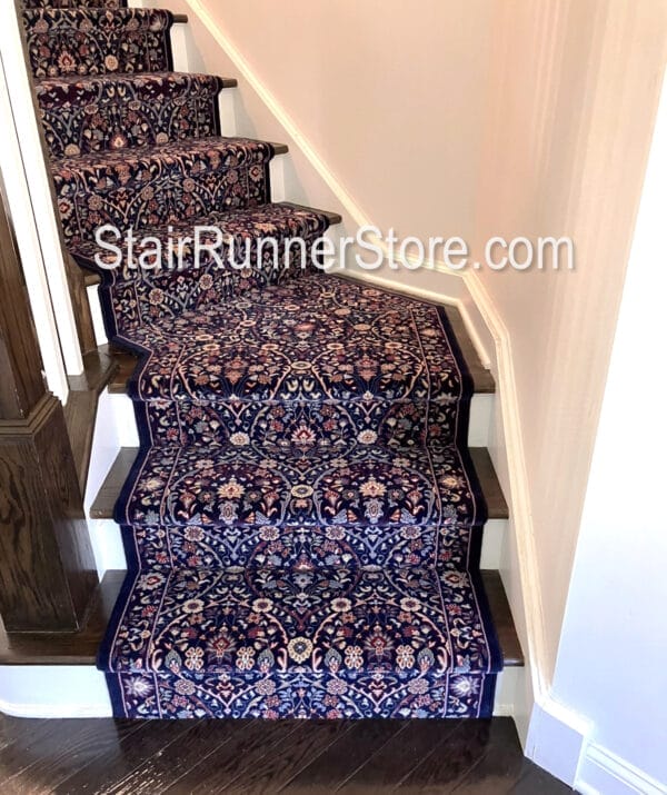 Brilliant Stair Runner 7278-500 NavyMulti Custom Angled Landing