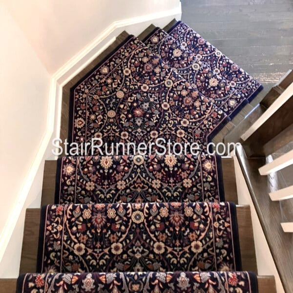 Brilliant Stair Runner 7278-500 NavyMulti Custom Angled Landing