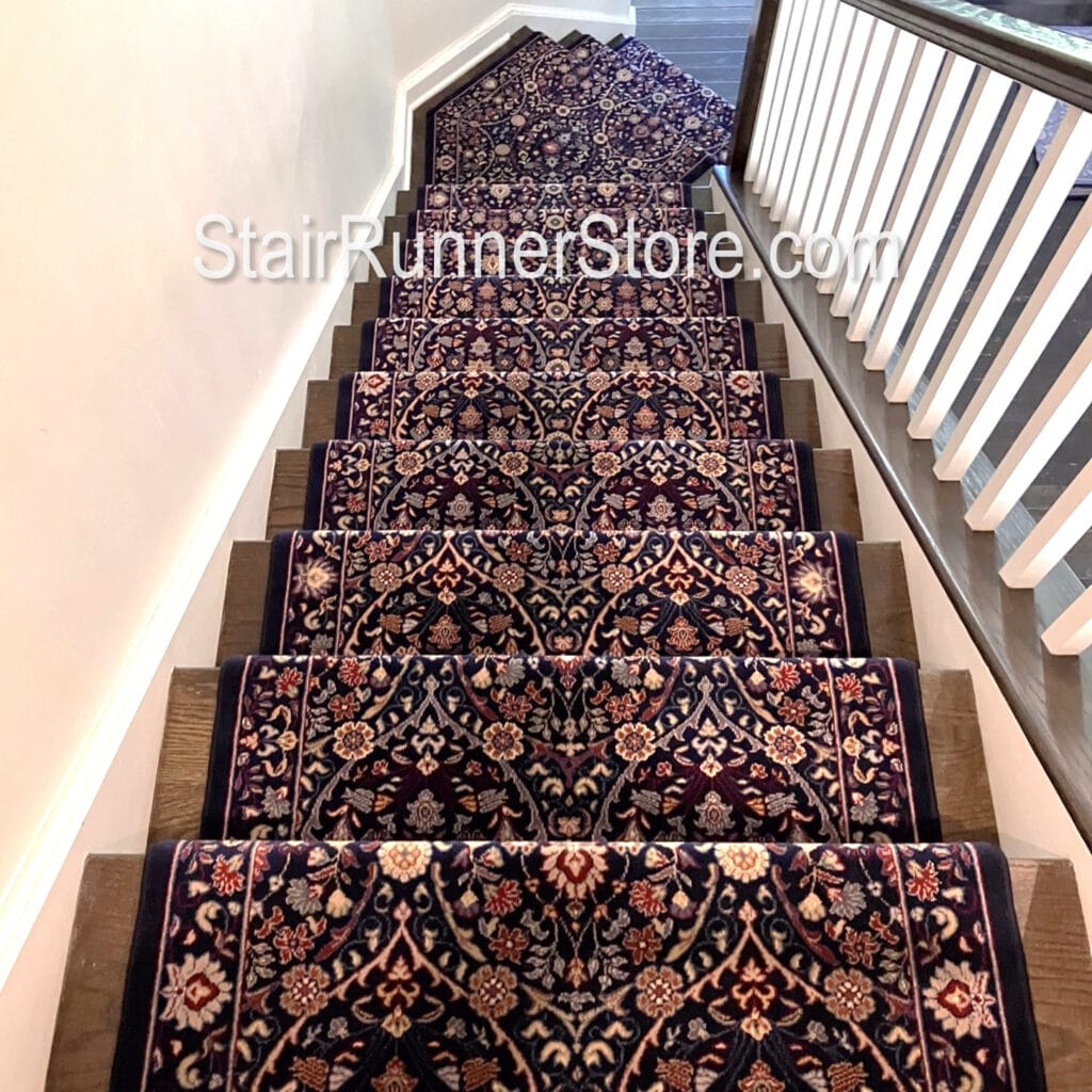 Brilliant Stair Runner 7278-500 NavyMulti Custom Angled Landing